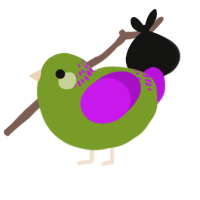 A chartreuse and amethyst chicken with a neck-band pattern