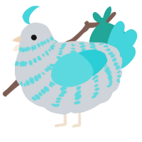A mist and aqua chicken with a bar pattern