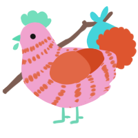 A pink and vermilion chicken with a bar pattern