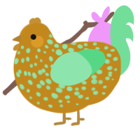 A ochre and spring chicken with a speckle pattern