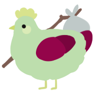 A gluppy and maroon chicken