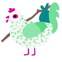 A white and spring chicken with a speckle pattern