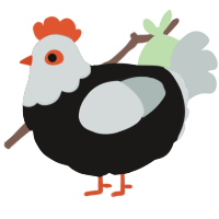 A black and silver chicken with a head pattern