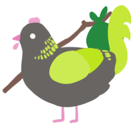 A grey and lime chicken with a neck-band pattern