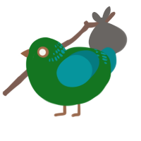 A leaf and teal chicken with a neck-band pattern