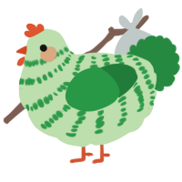 A gluppy and viridian chicken with a bar pattern