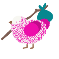 A white and fuchsia chicken with a double-lace pattern