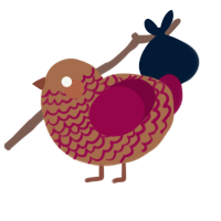 A brown and maroon chicken with a lace pattern