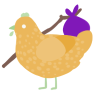 A honey chicken with a speckle pattern