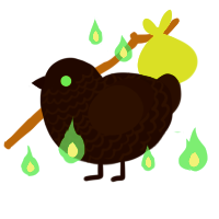 A black and sable chicken with a lace pattern