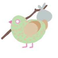 A gluppy and beige chicken with a speckle pattern