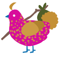 A fuchsia and gold chicken with a speckle pattern