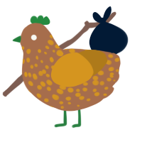 A brown and ochre chicken with a speckle pattern