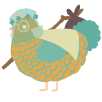 A orange and sky chicken with a lace pattern