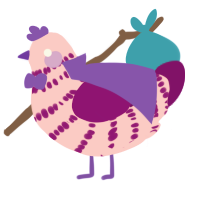 A rose and plum chicken with a bar pattern