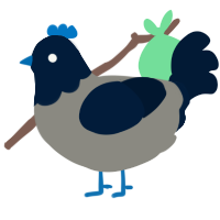 A ash and tumblr chicken with a head pattern