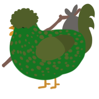 A leaf and olive chicken with a speckle pattern