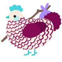 A cream and wine chicken with a lace pattern