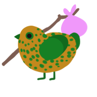 A ochre and leaf chicken with a speckle pattern
