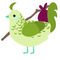 A apple and chartreuse chicken with a half-lace pattern
