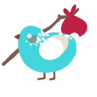 A aqua and white chicken with a neck-speckle pattern