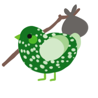 A leaf and gluppy chicken with a speckle pattern