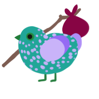 A turquoise and lilac chicken with a speckle pattern