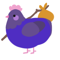 A indigo and overcast chicken with a head pattern