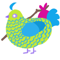 A lime and sky chicken with a lace pattern