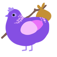A blurple and lavender chicken with a neck-band pattern