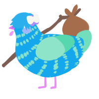 A sky and mint chicken with a bar pattern