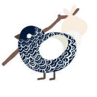 A tumblr and white chicken with a double-lace pattern