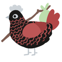 A sable and red chicken with a lace pattern