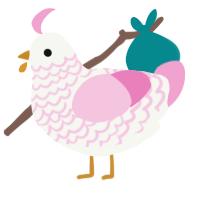 A white and pink chicken with a lace pattern