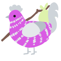 A orchid and mist chicken with a bar pattern