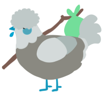 A ash and silver chicken with a head pattern
