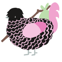 A sable and pink chicken with a lace pattern