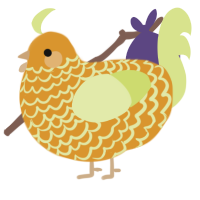 A orange and lemon chicken with a lace pattern