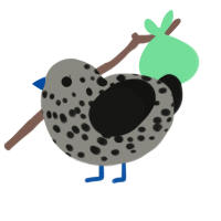 A ash and black chicken with a speckle pattern