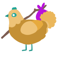 A gold and honey chicken with a head pattern