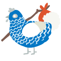 A sapphire and white chicken with a lace pattern