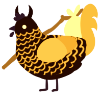 A sable and orange chicken with a lace pattern