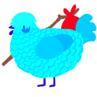 A aqua and sky chicken with a lace pattern