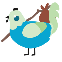 A cerulean and gluppy chicken with a head pattern