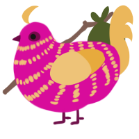 A fuchsia and honey chicken with a bar pattern