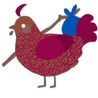 A russet and maroon chicken with a double-lace pattern