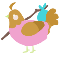 A pink and gold chicken with a head pattern
