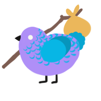A lilac and cerulean chicken with a half-lace pattern