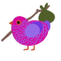 A fuchsia and blurple chicken with a lace pattern