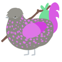 Glitter, a ash and orchid chicken with a speckle pattern